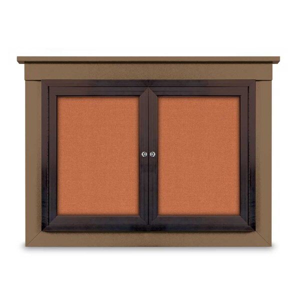 18"x24" 1-Door Enclosed Letterboard, Header, Black Vinyl/Walnut
